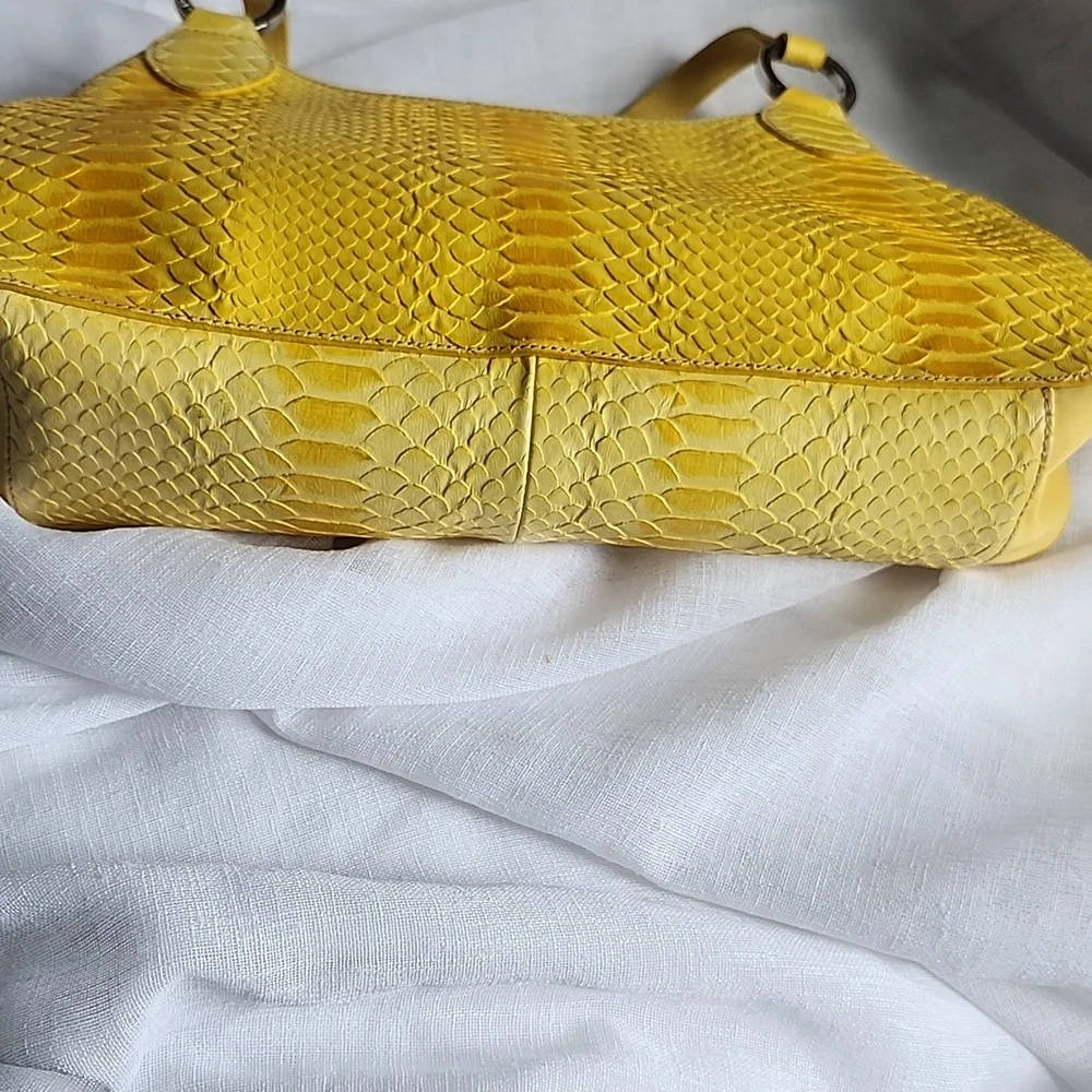 Franco Sarto Yellow Ex. Condition Snake Design Hobo Handbag, $45